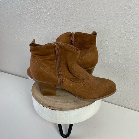 Pre-Owed Brash Brown Ankle Boots Bootie with Fringe Woman, Size 7 Boho - Picture 4 of 8